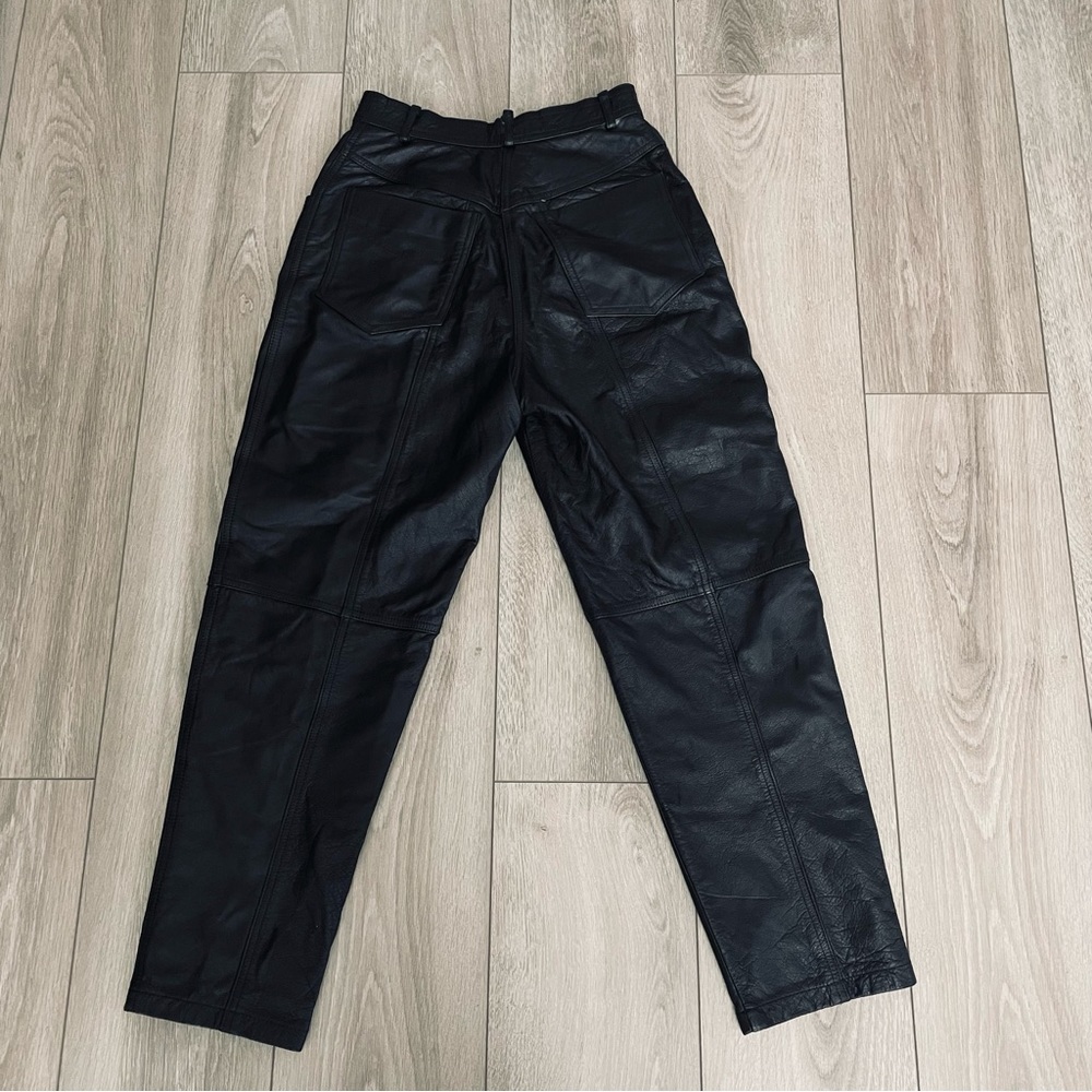 Together Womens Black Regular Fit Flat Front Leather Pants Size 8P